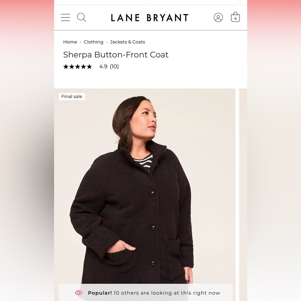 NWT lane Bryant Sherpa coat, size 26/28 sold out online